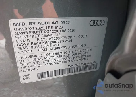 2023 Audi Q3 Premium 45 Tfsi S Line Quattro Tiptronic z USA, uszkodzony, nr VIN WA1DECF34P1150360